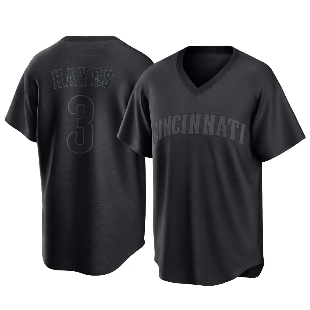 Jamed C.Reds #3 Ke'Bryan Hayes Player Black T-shirt Game Home Stitched Jerseys
