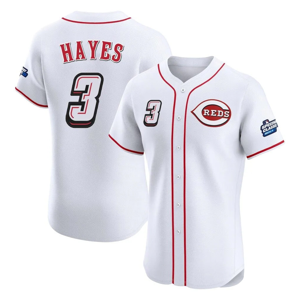 Jamed C.Reds #3 Ke'Bryan Hayes Player White Speedway Classic Limited Elite Home Stitched Jerseys