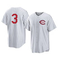 Jamed C.Reds #3 Ke'Bryan Hayes Player White Stripe Field of Dreams Game Home Stitched Jerseys