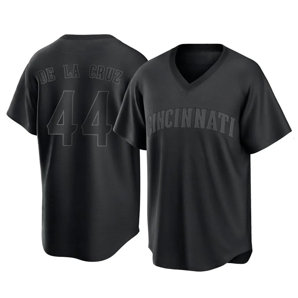 Jamed C.Reds #44 Elly De La Cruz Player Black T-shirt Game Home Stitched Jerseys