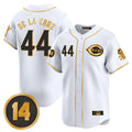 Jamed C.Reds #44 Elly De La Cruz Player White-Gold Vapor Premier Limited Home Stitched Jerseys