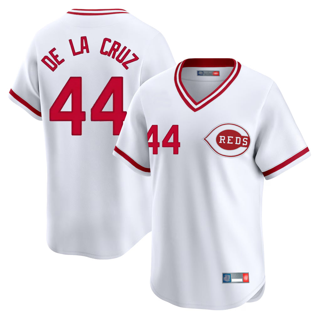 Jamed C.Reds #44 Elly De La Cruz Player White Cooperstown Collection Limited Stitched Jerseys