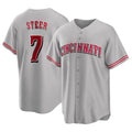 Jamed C.Reds #7 Spencer Steer Player Gray Home Game Stitched Jerseys