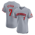 Jamed C.Reds #7 Spencer Steer Player Gray Limited Elite Home Stitched Jerseys