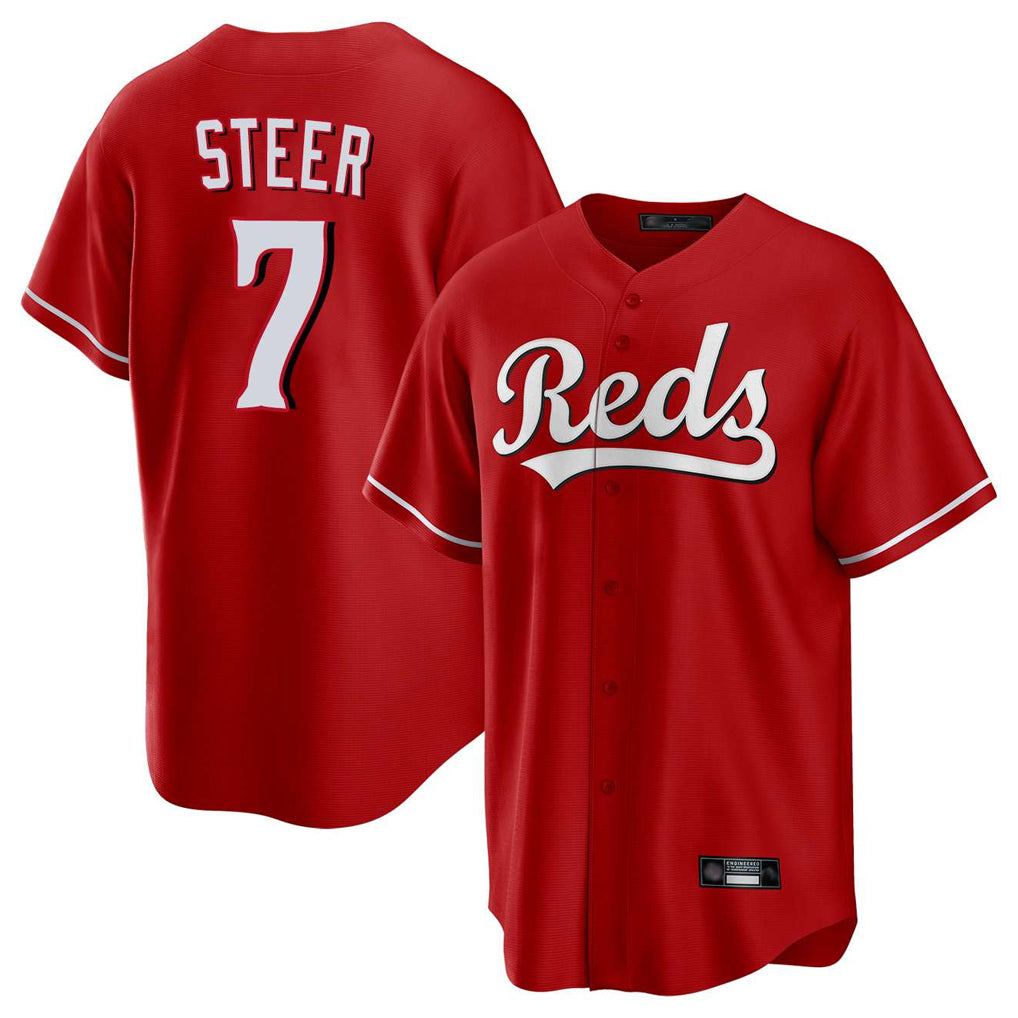 Jamed C.Reds #7 Spencer Steer Player Red Home Game Stitched Jerseys