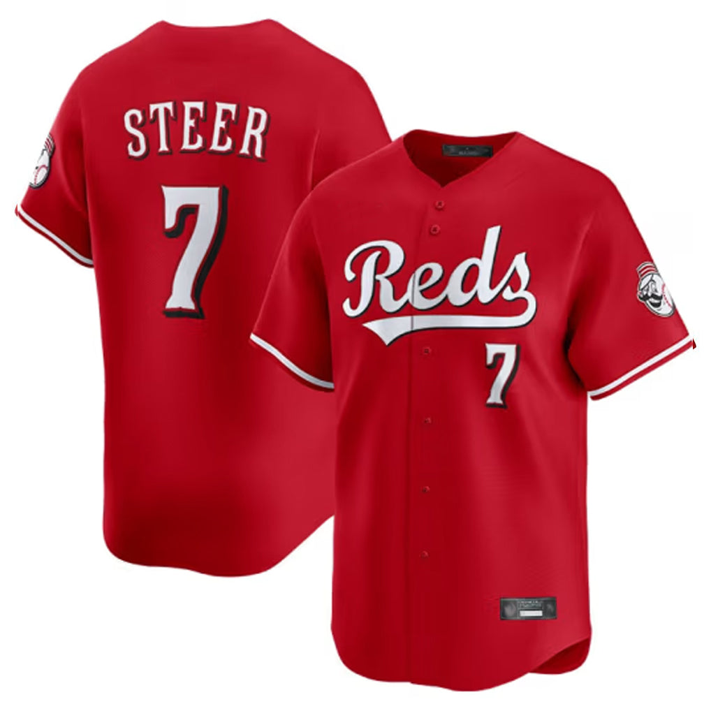 Jamed C.Reds #7 Spencer Steer Player Red Home Limited Stitched Jerseys