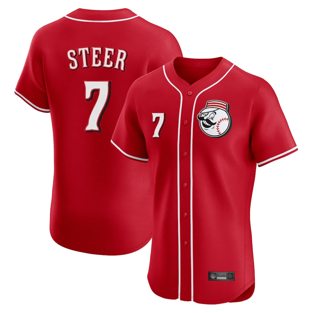Jamed C.Reds #7 Spencer Steer Player Red Limited Elite Home Game Stitched Jerseys