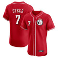 Jamed C.Reds #7 Spencer Steer Player Red Limited Elite Home Game Stitched Jerseys