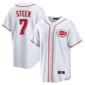 Jamed C.Reds #7 Spencer Steer Player White Game Home Stitched Jerseys
