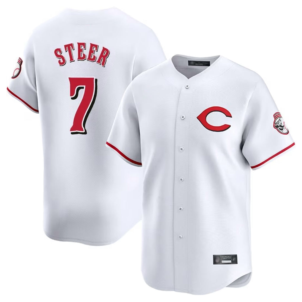 Jamed C.Reds #7 Spencer Steer Player White Limited Home Stitched Jerseys
