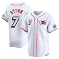 Jamed C.Reds #7 Spencer Steer Player White Speedway Classic Home Limited Stitched Jerseys