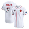 Jamed C.Reds #7 Spencer Steer Player White Speedway Classic Limited Elite Home Stitched Jerseys
