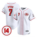 Jamed C.Reds #7 Spencer Steer Player White Vapor Premier Limited Home Stitched Jerseys