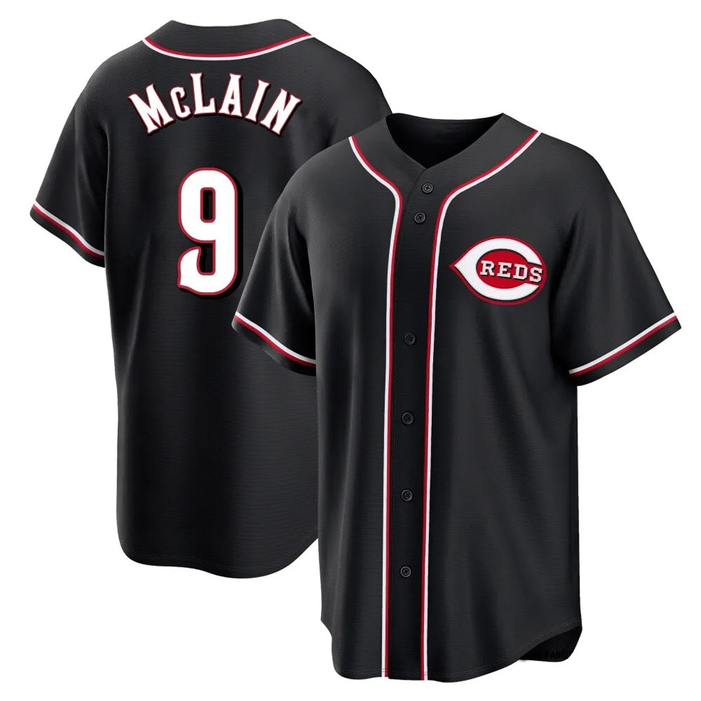 Jamed C.Reds #9 Matt McLain Player Black Fashion Out Home Game Stitched Jerseys