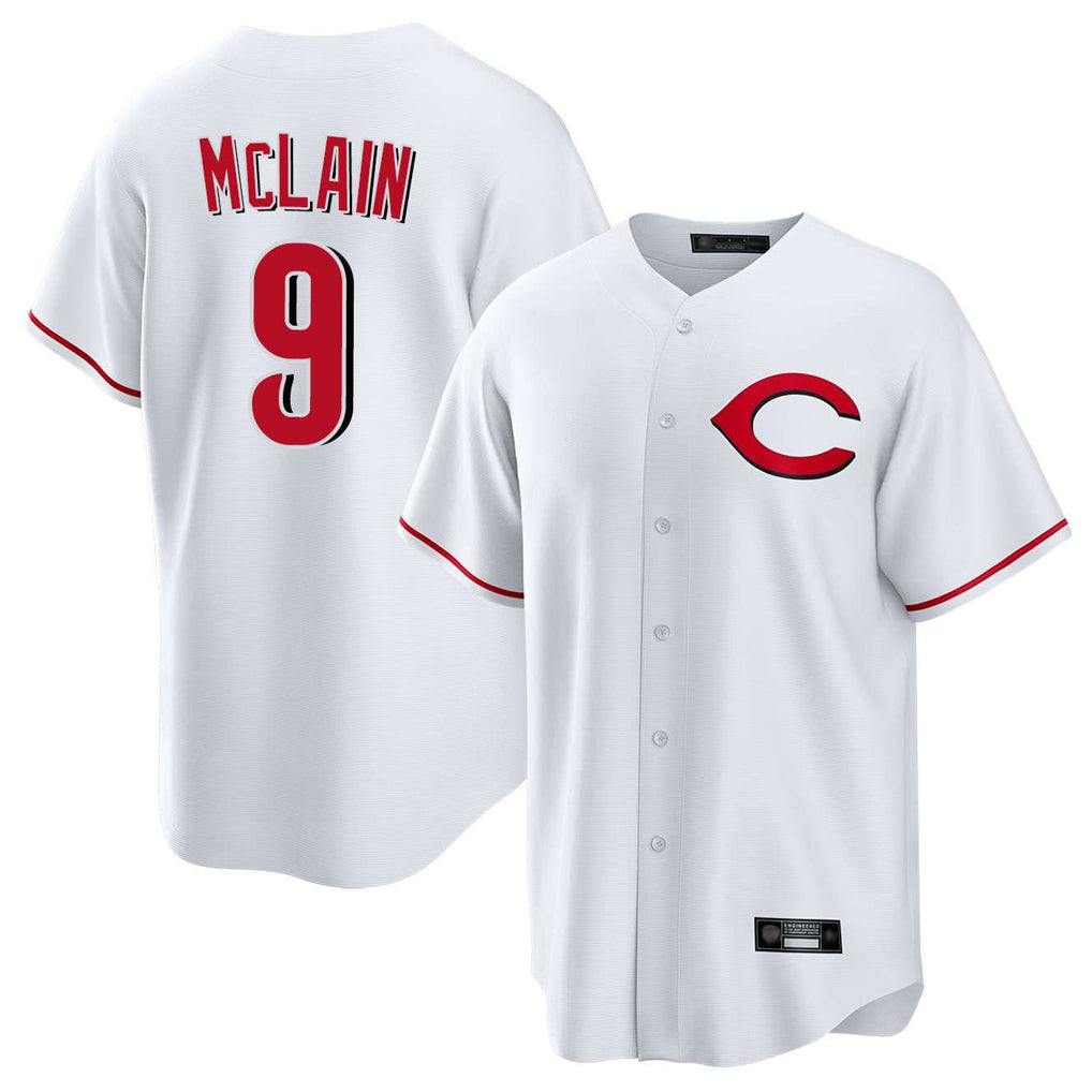 Jamed C.Reds #9 Matt McLain Player White Home Game Stitched Jerseys