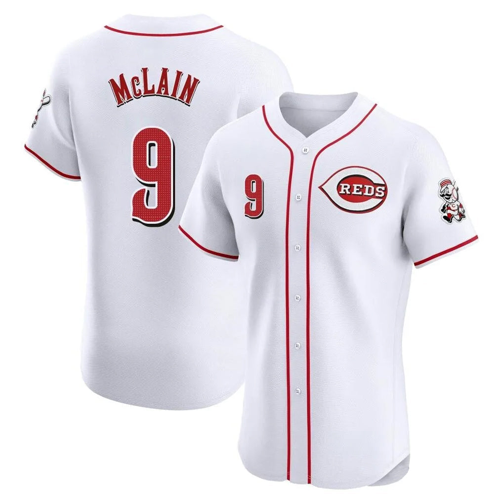 Jamed C.Reds #9 Matt McLain Player White Limited Elite Home Stitched Jerseys