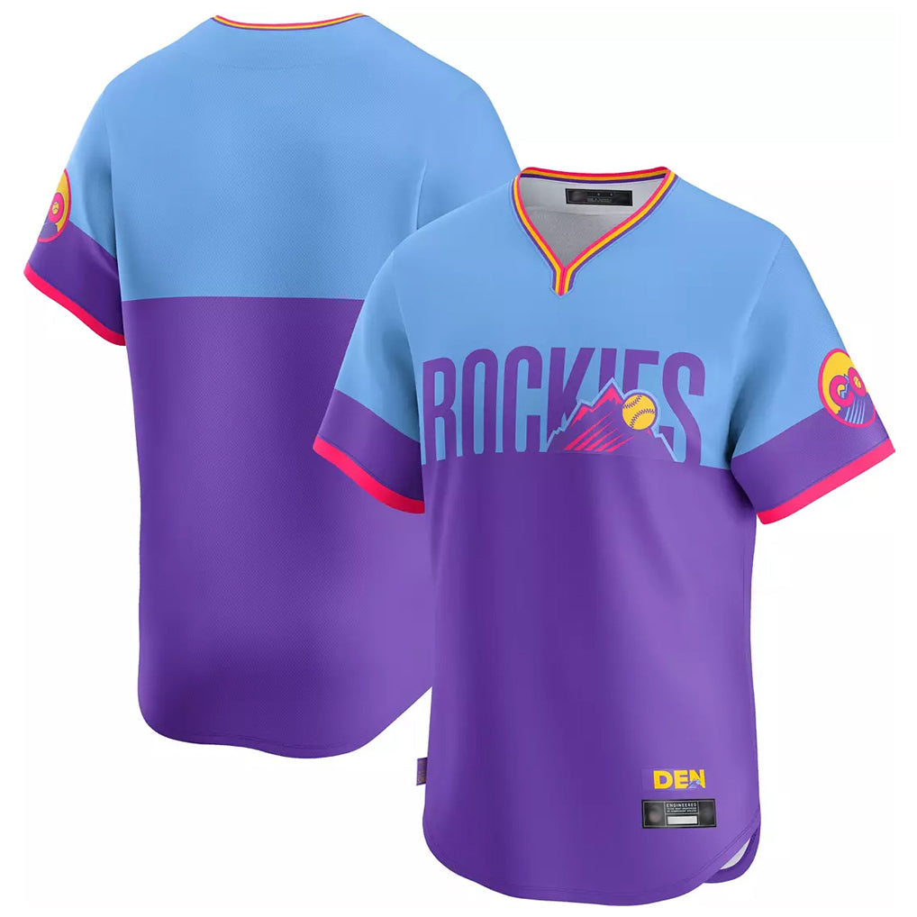 Jamed C.Rockies Purple-Light Blue City Connect Limited Home T-shirt Blank Player Stitched Jerseys