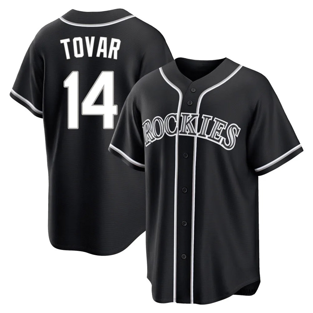Jamed C.Rockies #14 Ezequiel Tovar Player Black Fashion Out Home Game Stitched Jerseys
