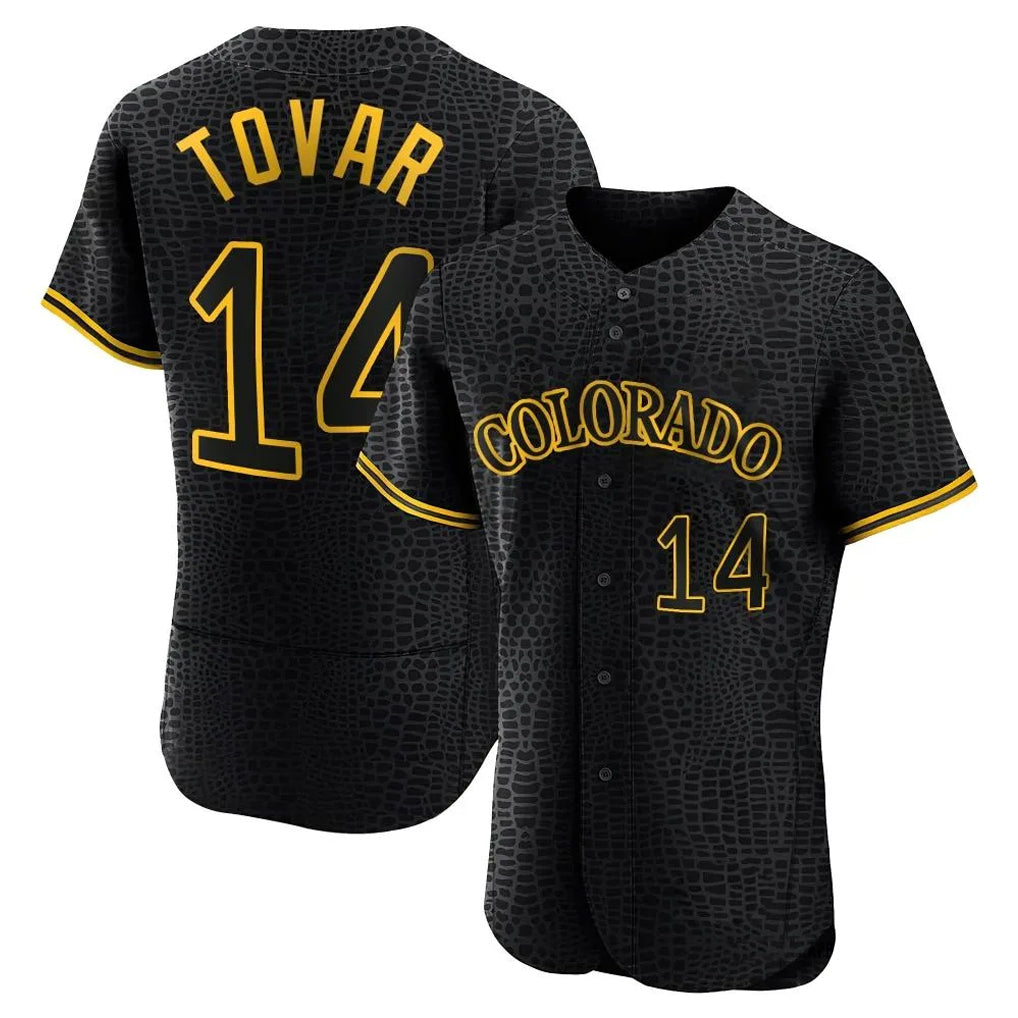 Jamed C.Rockies #14 Ezequiel Tovar Player Black Snake Skin City Limited Elite Home Stitched Jerseys