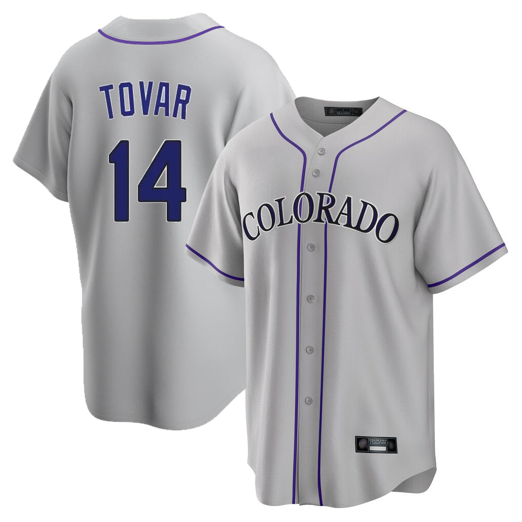 Jamed C.Rockies #14 Ezequiel Tovar Player Gray Game Home Stitched Jerseys
