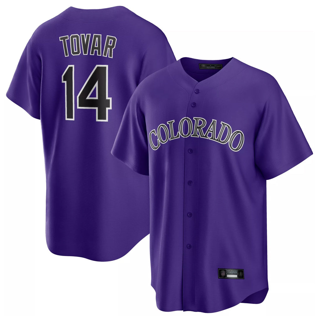 Jamed C.Rockies #14 Ezequiel Tovar Player Purple Game Home Stitched Jerseys