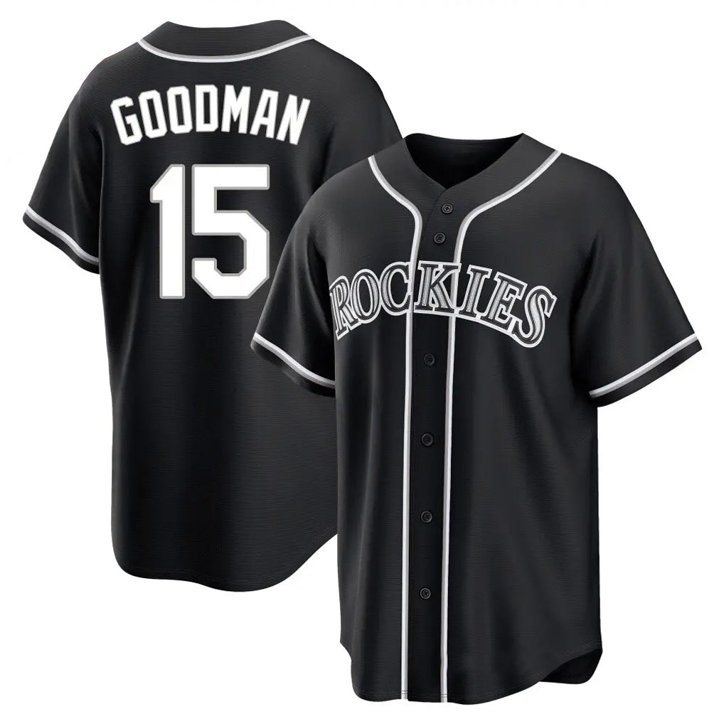 Jamed C.Rockies #15 Hunter Goodman Player Black Fashion Out Home Game Stitched Jerseys