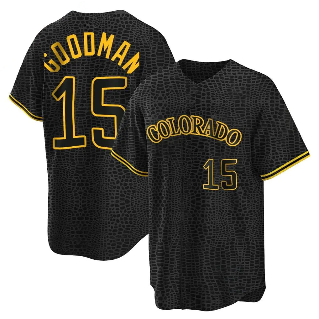 Jamed C.Rockies #15 Hunter Goodman Player Black Snake Skin City Home Game Stitched Jerseys