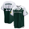 Jamed C.Rockies #15 Hunter Goodman Player Green City Connect Home Game Stitched Jerseys