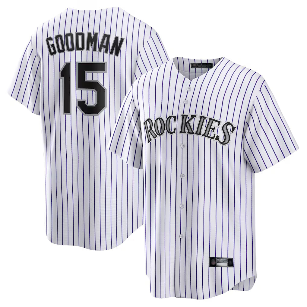 Jamed C.Rockies #15 Hunter Goodman Player White Game Home Stitched Jerseys