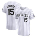 Jamed C.Rockies #15 Hunter Goodman Player White Limited Elite Home Stitched Jerseys
