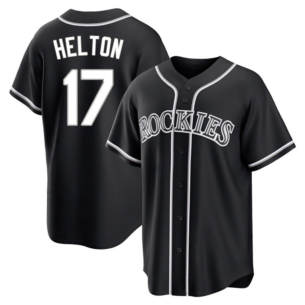Jamed C.Rockies #17 Todd Helton Player Black Fashion Out Home Game Stitched Jerseys