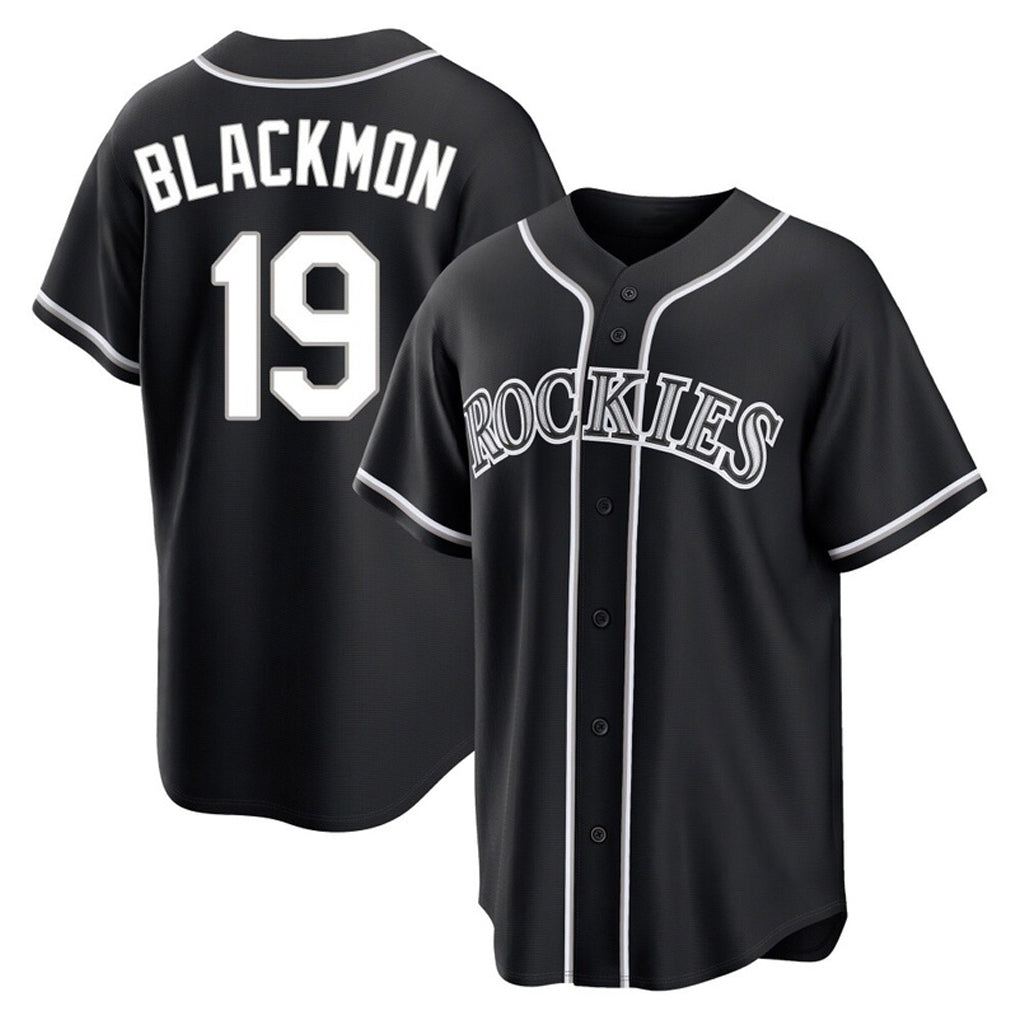 Jamed C.Rockies #19 Charlie Blackmon Player Black Fashion Out Home Game Stitched Jerseys