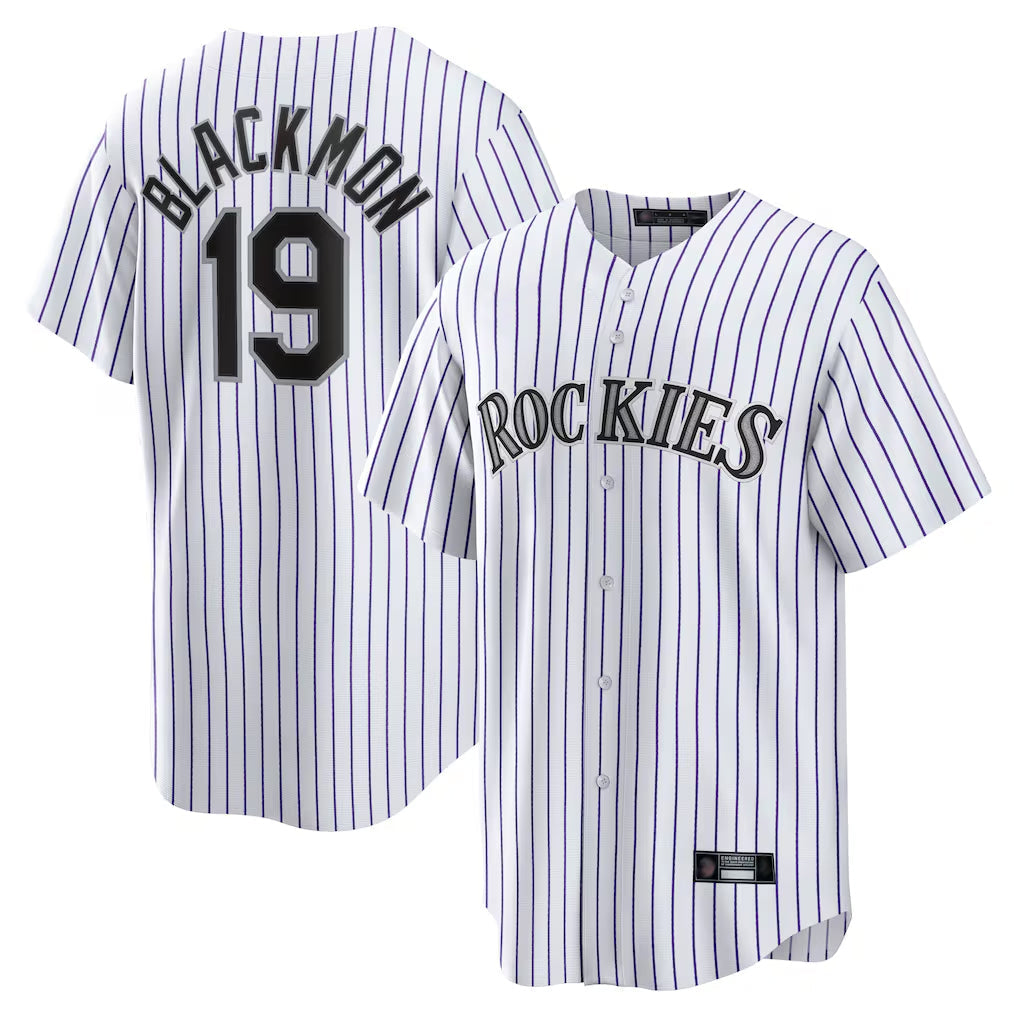 Jamed C.Rockies #19 Charlie Blackmon Player White Game Home Stitched Jerseys