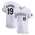 Jamed C.Rockies #19 Charlie Blackmon Player White Limited Elite Home Stitched Jerseys