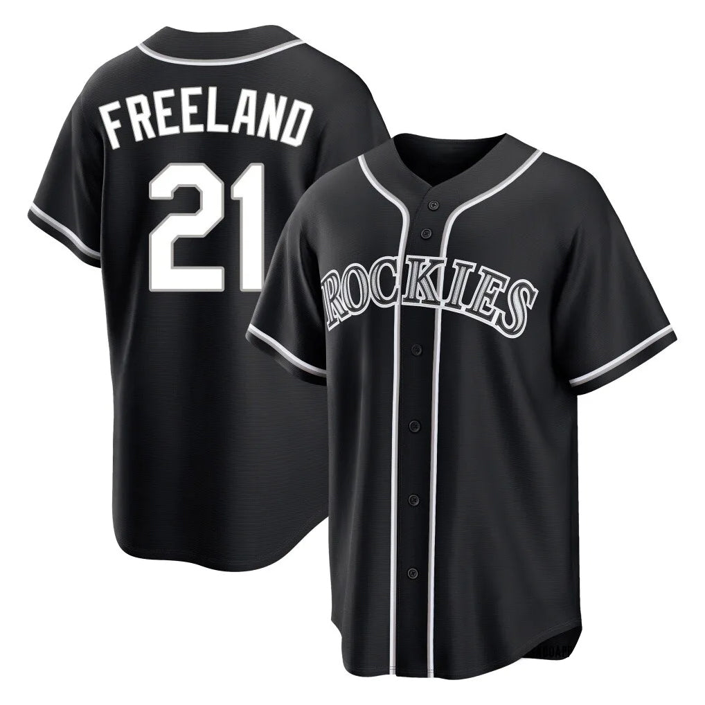 Jamed C.Rockies #21 Kyle Freeland Player Black Fashion Out Home Game Stitched Jerseys
