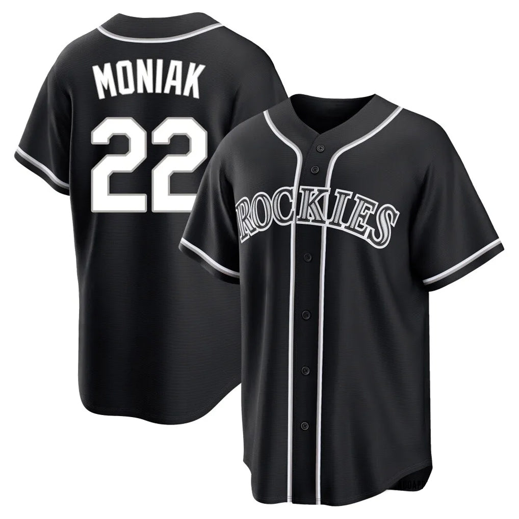 Jamed C.Rockies #22 Mickey Moniak Player Black Fashion Out Home Game Stitched Jerseys
