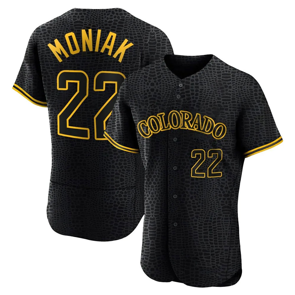 Jamed C.Rockies #22 Mickey Moniak Player Black Snake Skin City Limited Elite Home Stitched Jerseys