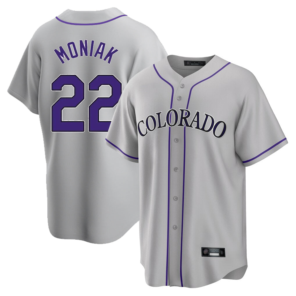 Jamed C.Rockies #22 Mickey Moniak Player Gray Game Home Stitched Jerseys