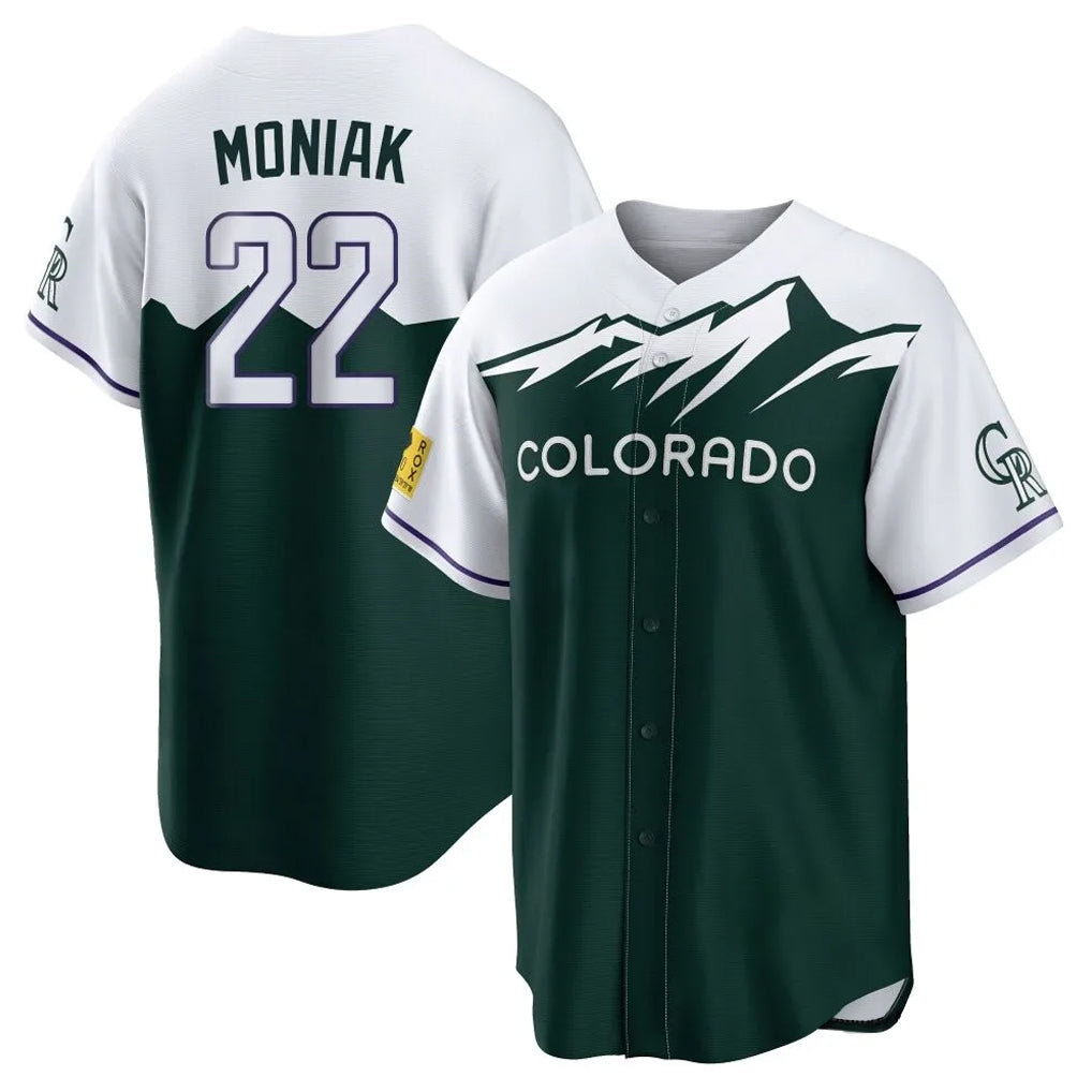 Jamed C.Rockies #22 Mickey Moniak Player Green City Connect Home Game Stitched Jerseys