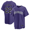 Jamed C.Rockies #22 Mickey Moniak Player Purple Game Home Stitched Jerseys