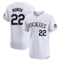 Jamed C.Rockies #22 Mickey Moniak Player White Limited Elite Home Stitched Jerseys