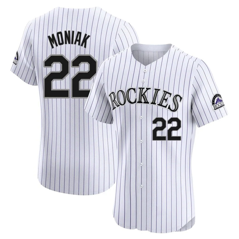Jamed C.Rockies #22 Mickey Moniak Player White Limited Elite Home Stitched Jerseys