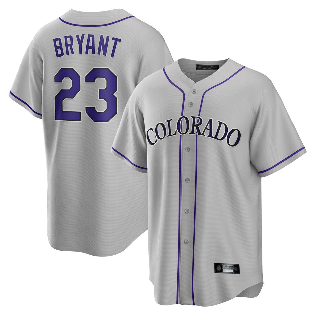 Jamed C.Rockies #23 Kris Bryant Player Gray Game Home Stitched Jerseys