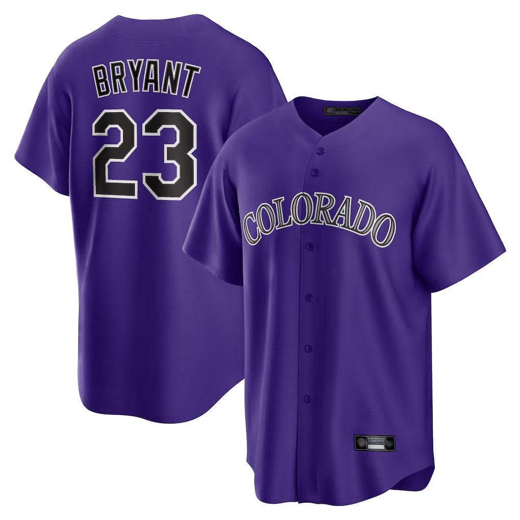 Jamed C.Rockies #23 Kris Bryant Player Purple Game Home Stitched Jerseys