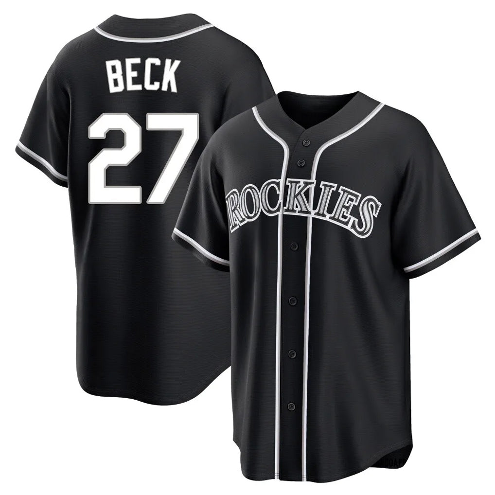Jamed C.Rockies #27 Jordan Beck Player Black Fashion Out Home Game Stitched Jerseys