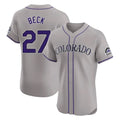Jamed C.Rockies #27 Jordan Beck Player Gray Limited Elite Home Stitched Jerseys