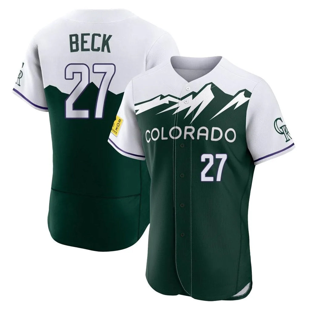 Jamed C.Rockies #27 Jordan Beck Player Green City Connect Limited Elite Home Stitched Jerseys