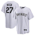 Jamed C.Rockies #27 Jordan Beck Player White Game Home Stitched Jerseys