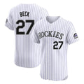 Jamed C.Rockies #27 Jordan Beck Player White Limited Elite Home Stitched Jerseys