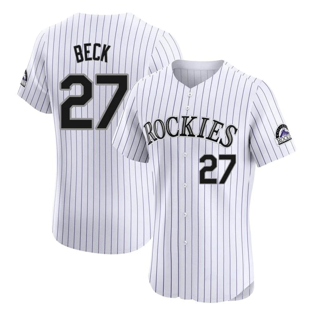 Jamed C.Rockies #27 Jordan Beck Player White Limited Elite Home Stitched Jerseys